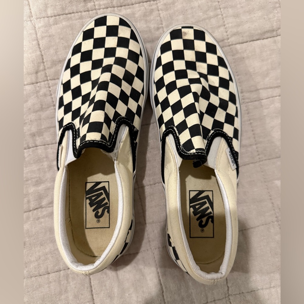 Vans Black and White Slip-On Shoes